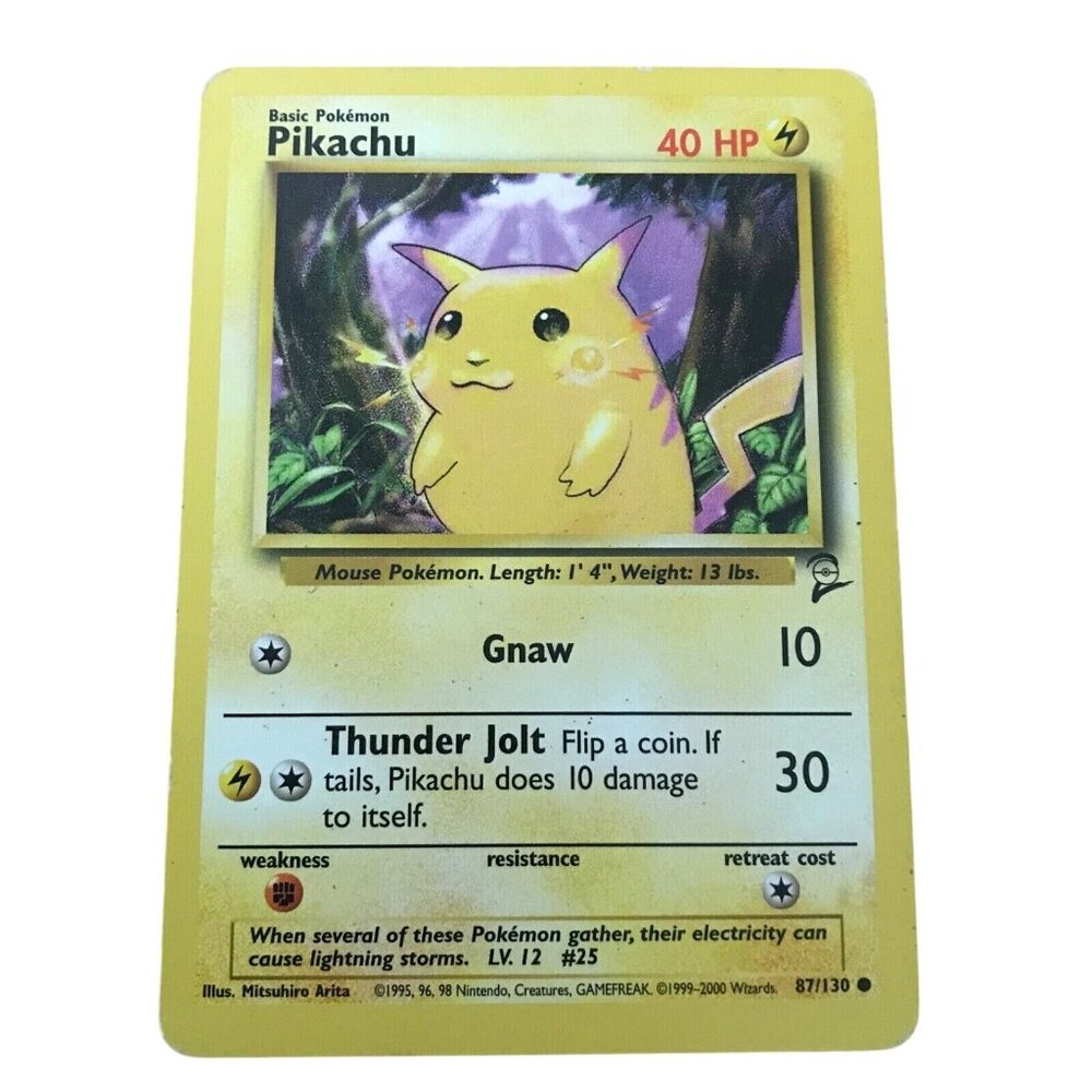Pokemon Pikachu 40 HP Basic Card 87/130 1999 Wizards Of The Coast Yellow Cheeks - Picture 1 of 8